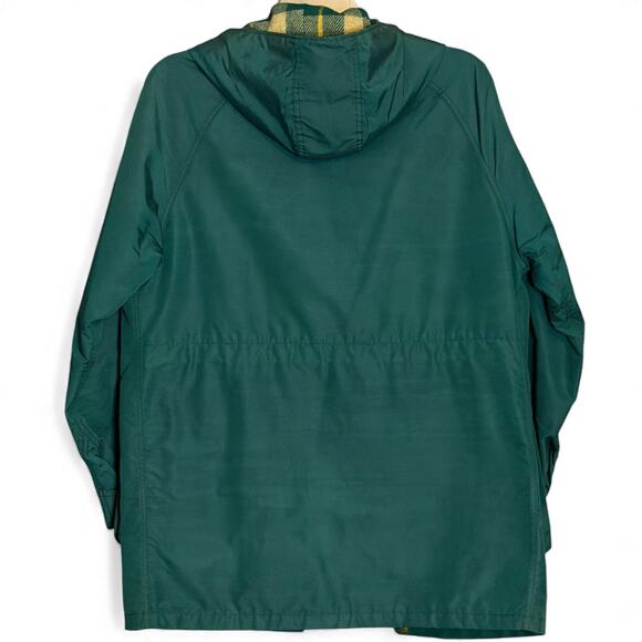 Vintage Woolrich Green Parka Jacket Sz M Plaid Wool Lined Hooded USA Made Coat - Picture 8 of 10